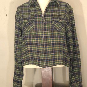 Arizona Jean CO, Plaid Flannel Jacket, Green plaid, cotton, zippered, Sz…